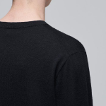 Merino Wool Blend High Gauge Crew Neck Knit [Black]