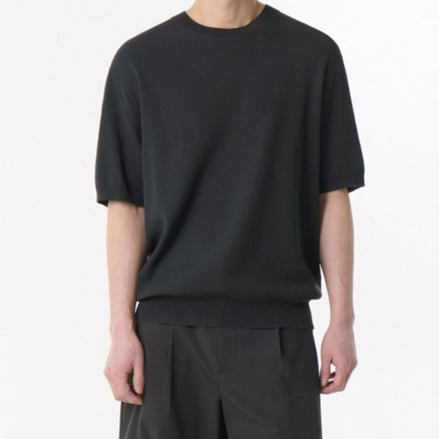 Cool Touch Crew Neck Short-Sleeve Knit [Dark Grey]