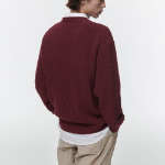 Cotton Ribbed Crew Neck Knit [Burgundy]