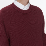 Cotton Ribbed Crew Neck Knit [Burgundy]