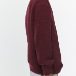 Cotton Ribbed Crew Neck Knit [Burgundy]