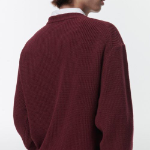 Cotton Ribbed Crew Neck Knit [Burgundy]