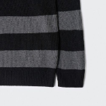 90s Grunge Stripe Crew Neck Knit [Gray/Black]