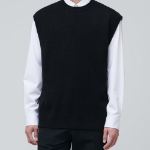 Lambswool Crew Neck Knit Vest [Black]