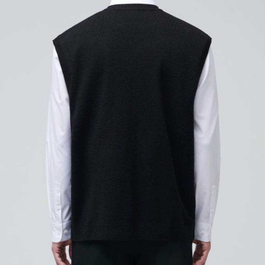 Lambswool Crew Neck Knit Vest [Black]