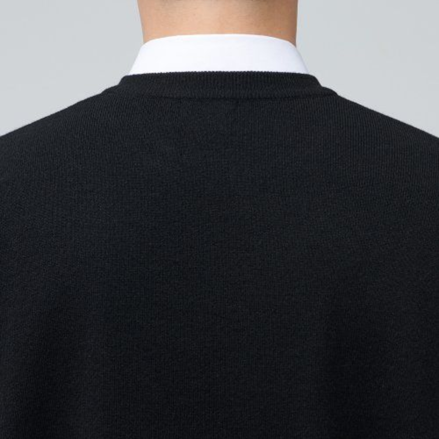 Lambswool Crew Neck Knit Vest [Black]