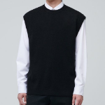 Lambswool V-Neck Knit Vest – Black