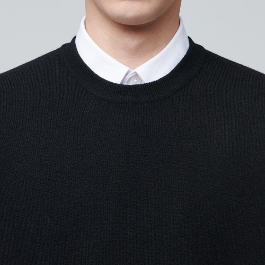 Lambswool V-Neck Knit Vest – Black