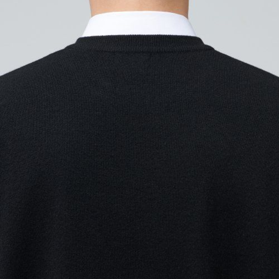 Lambswool V-Neck Knit Vest – Black