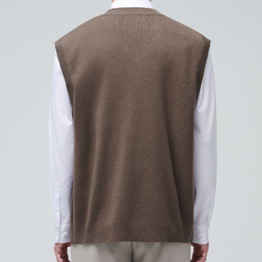 Lambswool V-Neck Knit Vest [Mocha]