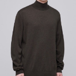 Merino Wool Blend High Gauge Turtleneck Knit [Dark Brown]