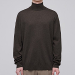 Merino Wool Blend High Gauge Turtleneck Knit [Dark Brown]
