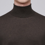 Merino Wool Blend High Gauge Turtleneck Knit [Dark Brown]