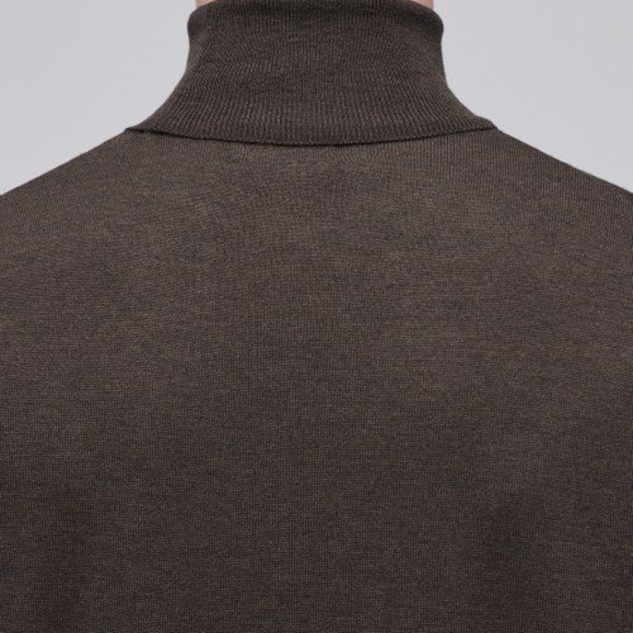 Merino Wool Blend High Gauge Turtleneck Knit [Dark Brown]