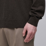 Merino Wool Blend High Gauge Turtleneck Knit [Dark Brown]