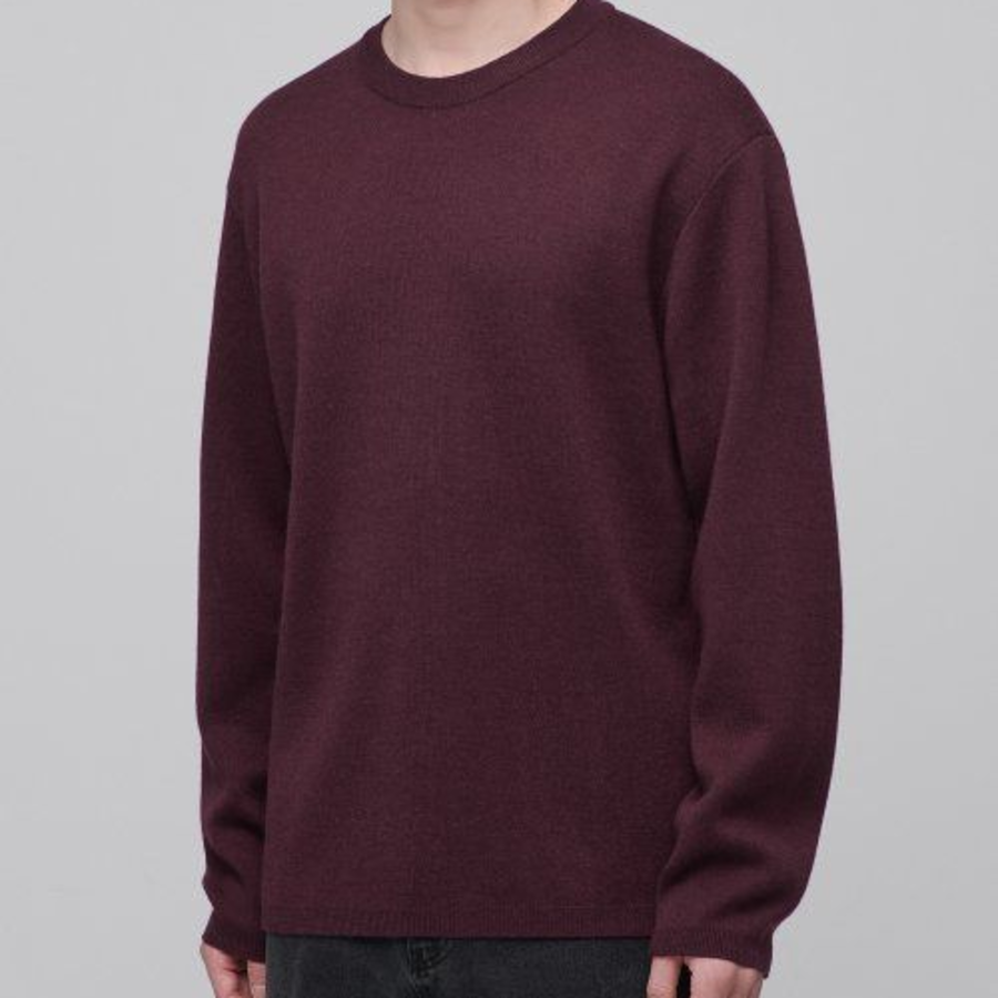 Minimal Crew Neck Knit [Burgundy]