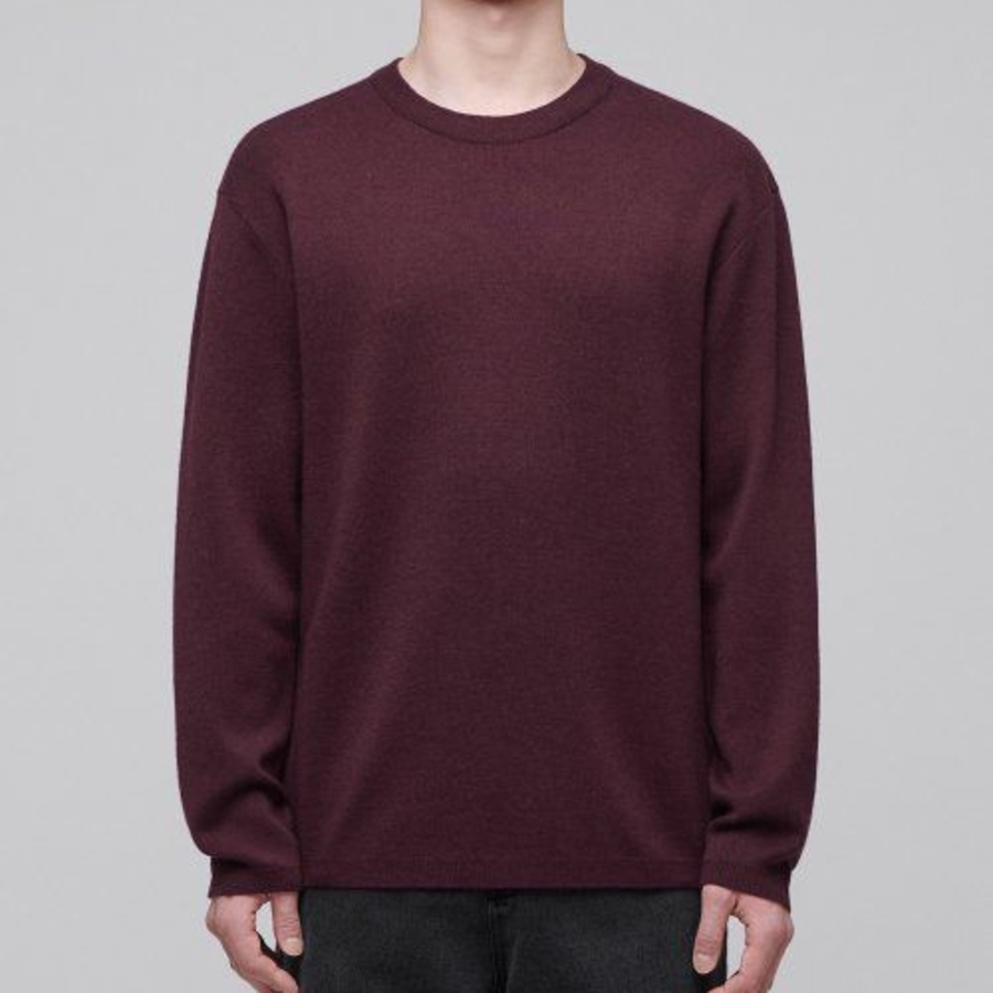 Minimal Crew Neck Knit [Burgundy]