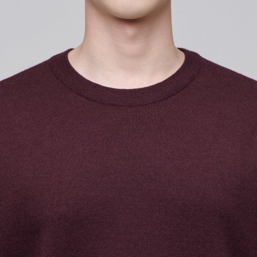 Minimal Crew Neck Knit [Burgundy]