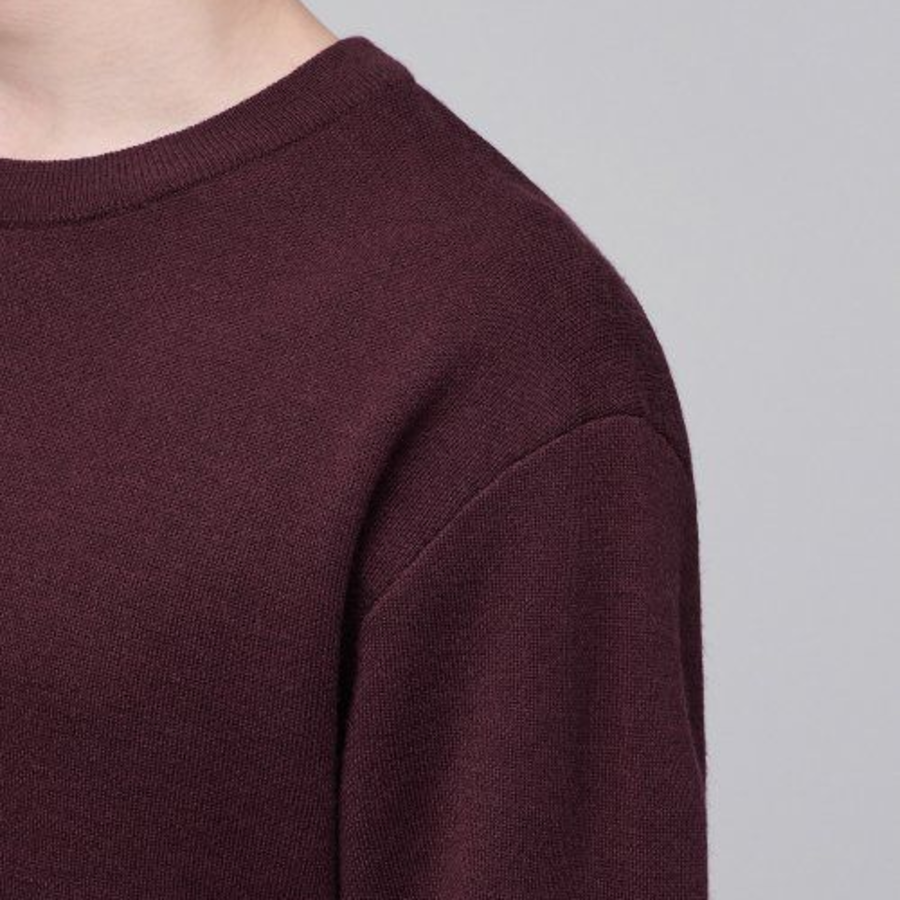 Minimal Crew Neck Knit [Burgundy]