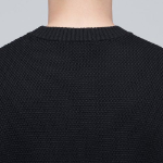 Textured Crew Neck Knit Vest [Black]