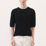 Crochet Crew Neck Short Sleeve Knit [Black]