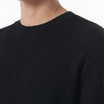 Crochet Crew Neck Short Sleeve Knit [Black]