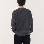 Cotton Cable Crew Neck Knit [Grey]