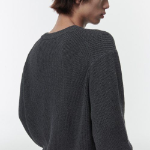 Cotton Ribbed Crew Neck Knit [Grey]
