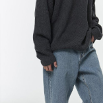 Cotton Ribbed Crew Neck Knit [Grey]