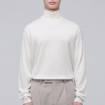 Merino Wool Blend High Gauge Turtleneck Knit [Ivory]