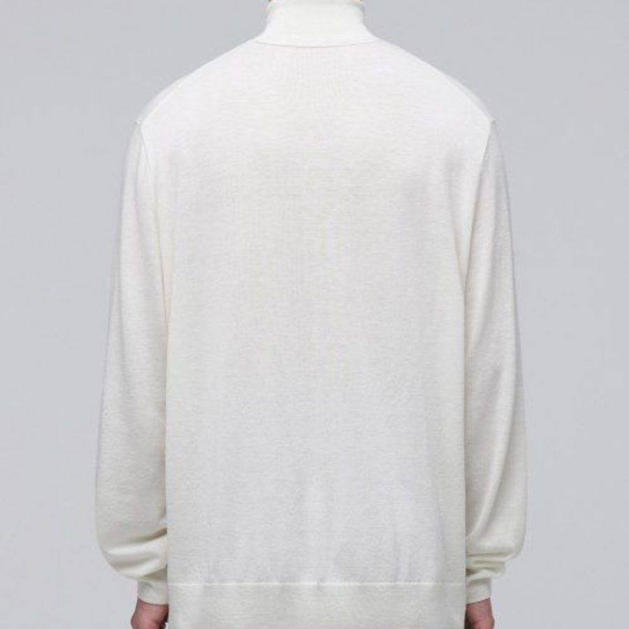 Merino Wool Blend High Gauge Turtleneck Knit [Ivory]