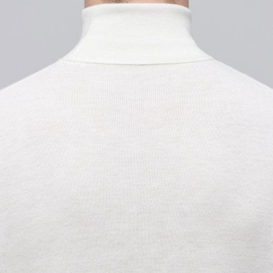 Merino Wool Blend High Gauge Turtleneck Knit [Ivory]