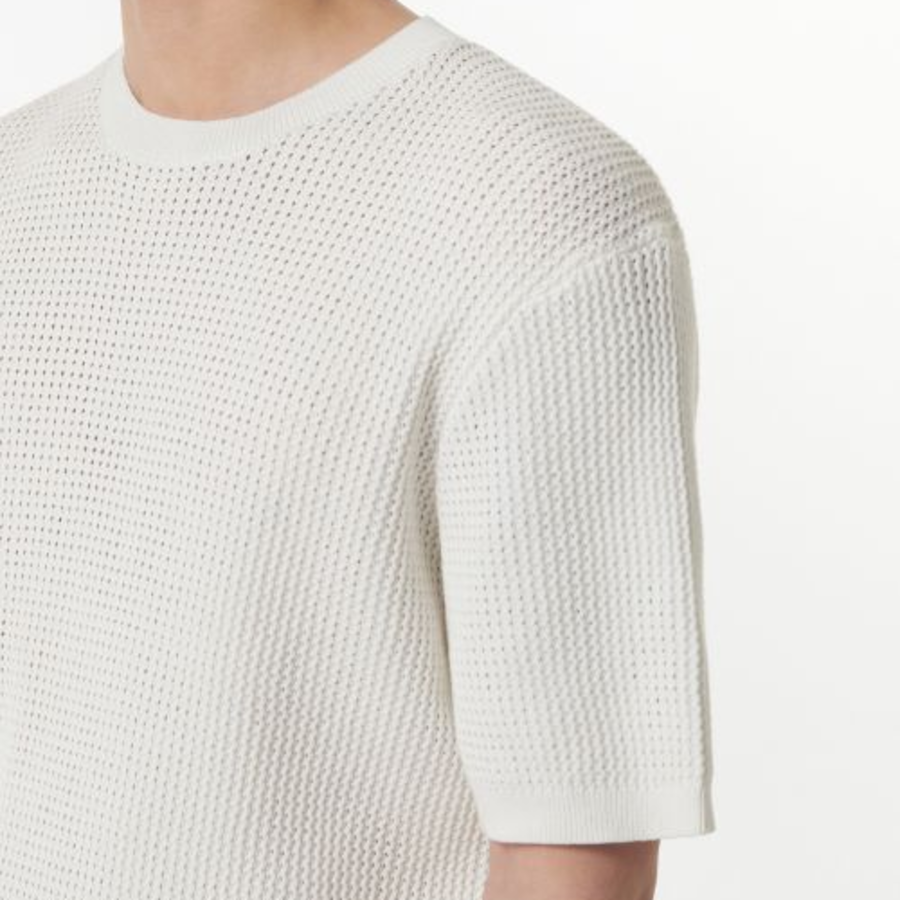 Crochet Crew Neck Short Sleeve Knit [Ivory]