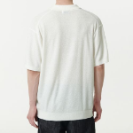 Bouclé Slit Neck Knitted Polo Shirt [Ivory]