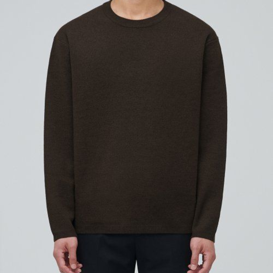 Minimal Crew Neck Knit [Brown]