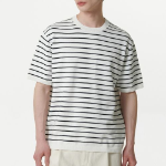Stripe Crew Neck Short Sleeve Knit [White/Black]