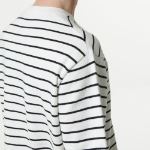 Stripe Crew Neck Short Sleeve Knit [White/Black]