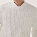 Cotton Cable Crew Neck Knit [Ivory]