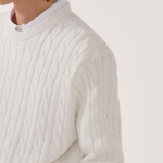 Cotton Cable Crew Neck Knit [Ivory]