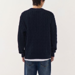 Cotton Cable Crew Neck Knit [Navy]