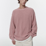 Cotton Ribbed Crew Neck Knit [Desert Pink]
