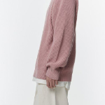 Cotton Ribbed Crew Neck Knit [Desert Pink]