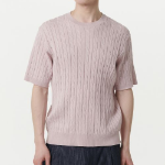 Cable Crew Neck Short Sleeve Knit [Desert Pink]