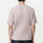 Cable Crew Neck Short Sleeve Knit [Desert Pink]
