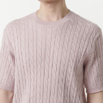 Cable Crew Neck Short Sleeve Knit [Desert Pink]