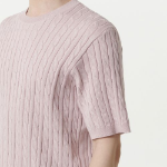 Cable Crew Neck Short Sleeve Knit [Desert Pink]