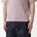 Cable Crew Neck Short Sleeve Knit [Desert Pink]