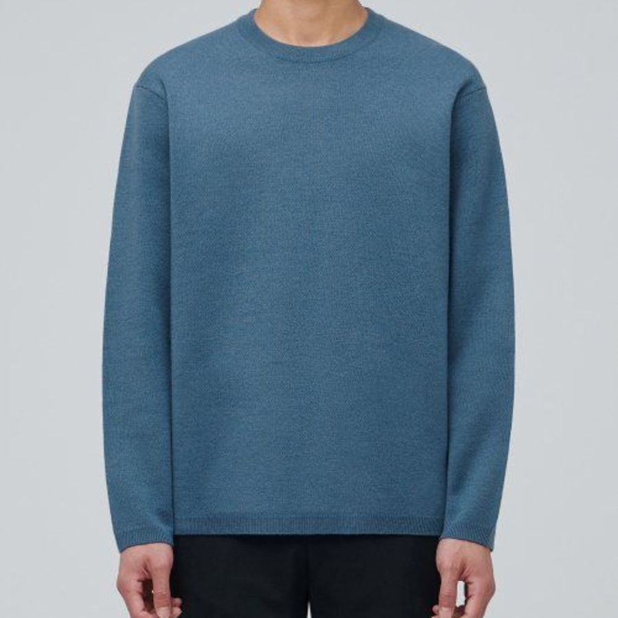 Minimal Crew Neck Knit [Dusty Blue]
