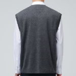 Lambswool V-Neck Knit Vest [Medium Grey]