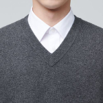 Lambswool V-Neck Knit Vest [Medium Grey]